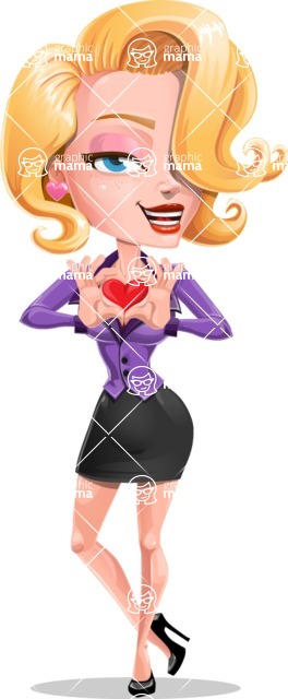 Cartoon Elegant Woman Vector Character - Inloved Blonde Business Girl Illustration